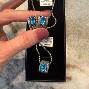 EFFY Lagoon Sterling Silver & Blue Topaz Necklace and Earrings Set